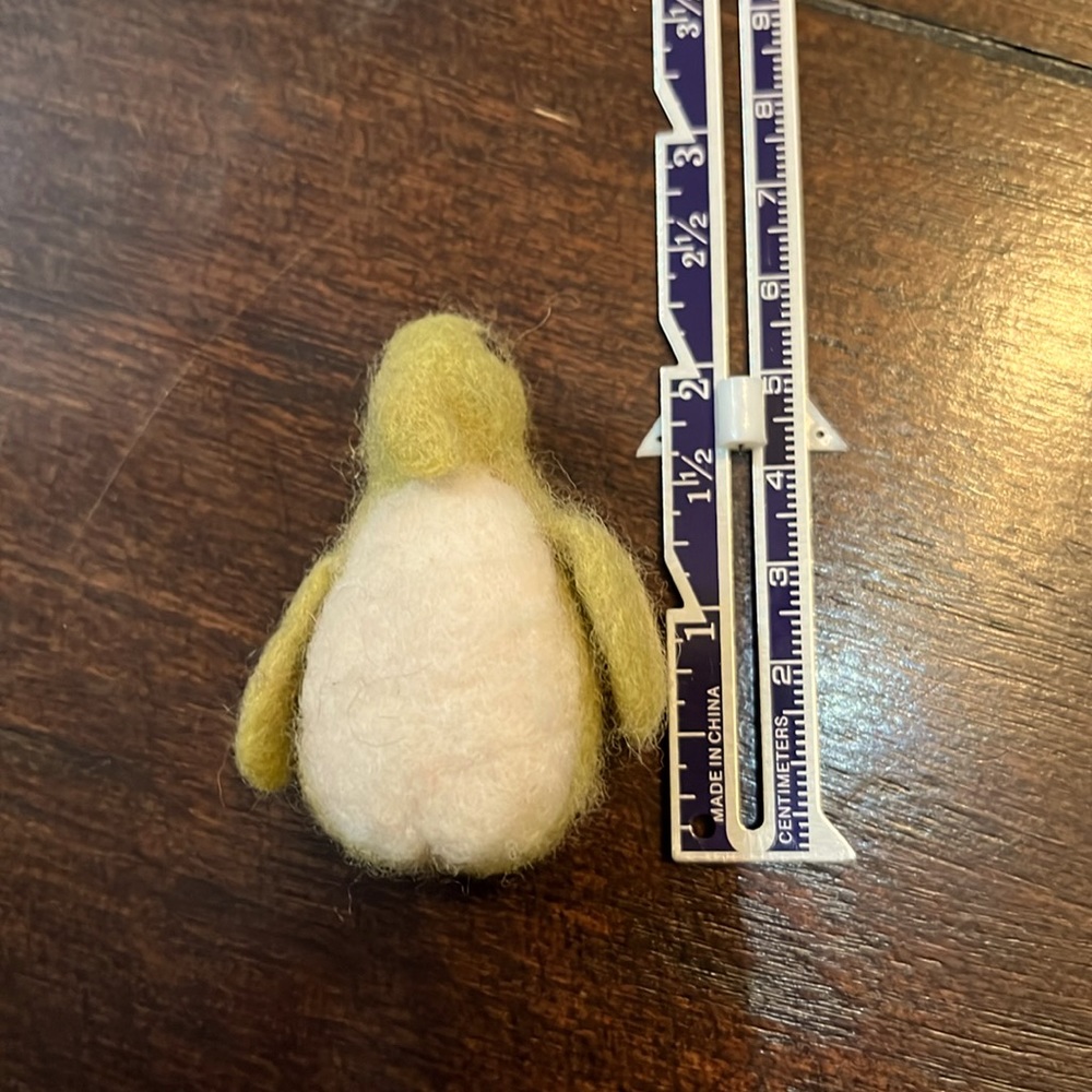 Handcrafted decorative pin. Felted Penguin, gray/green and white. NWOT